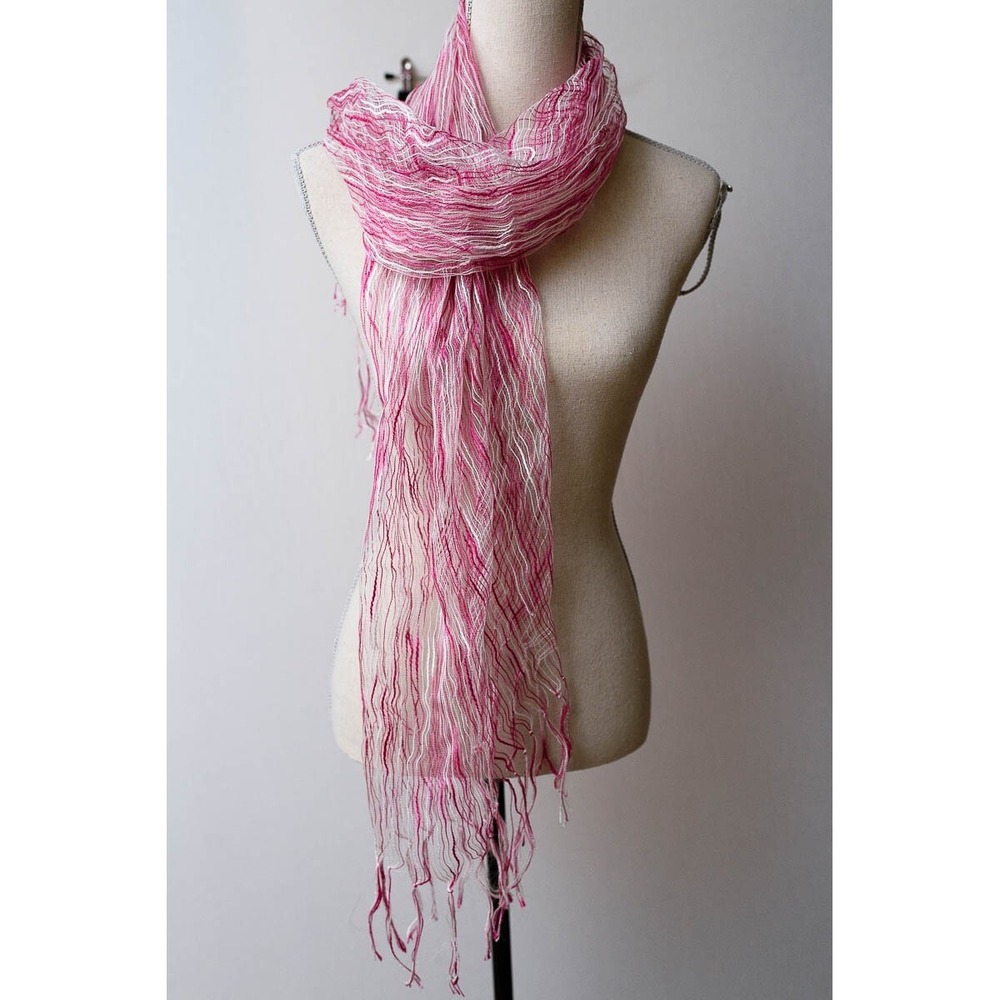 Bucur Mihai Catalin italian pink striped scarf 25" x 60" flaw